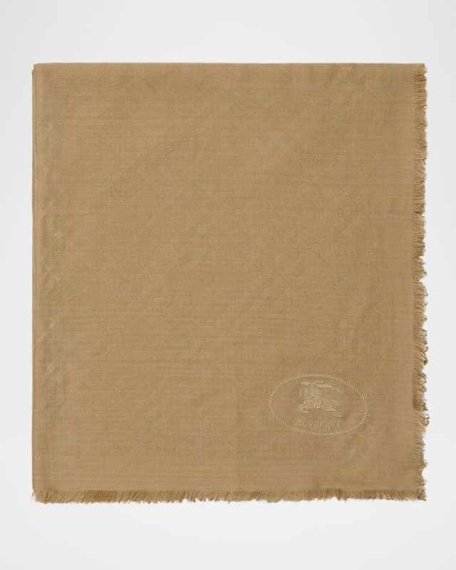 Wool & Silk Check Jacquard Scarf